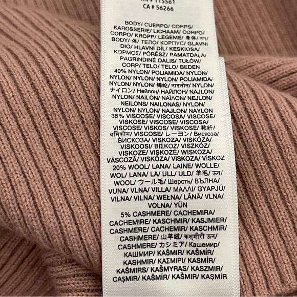 7 for all Mankind Cashmere Wool Blend Pink Puff Ribbed Crew Neck Sweater Size M - Picture 10 of 12